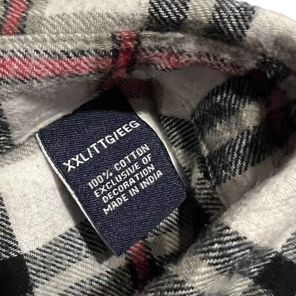 Chaps Flannel Shirt Mens Size XXLT Black Red Plaid Long Sleeve Button Collar - Picture 3 of 7